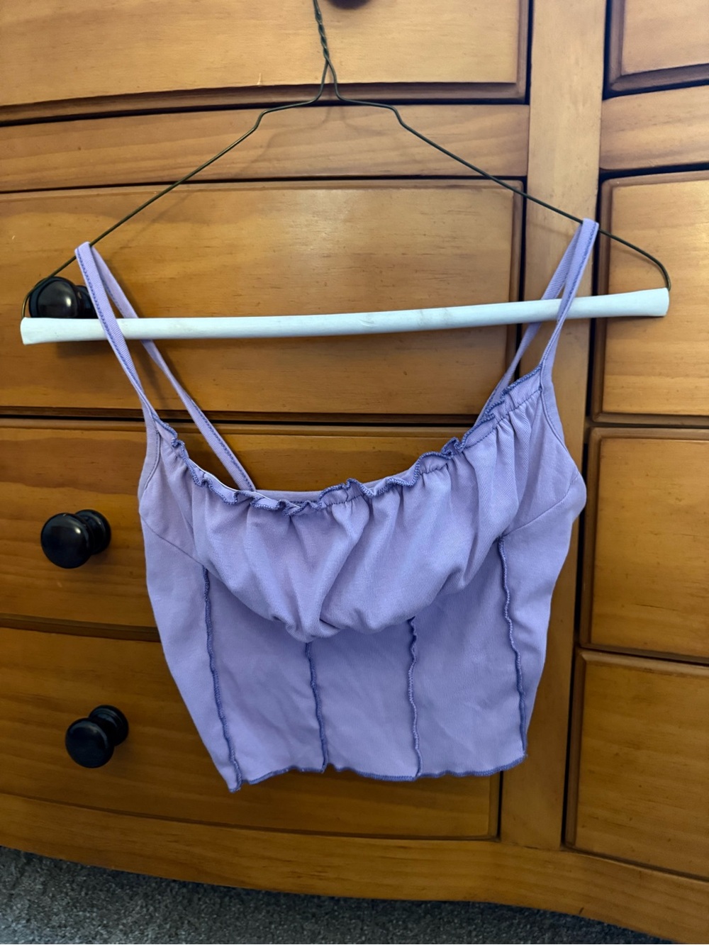 Lilac Ruched Spaghetti Strap Crop Top - Women